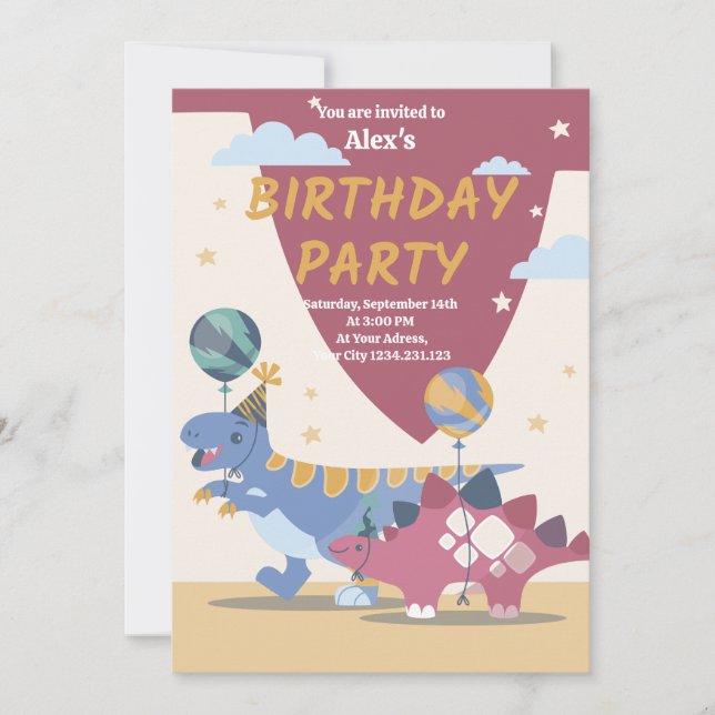 Invitation amusante pour une fête d'anniversaire d (Devant)