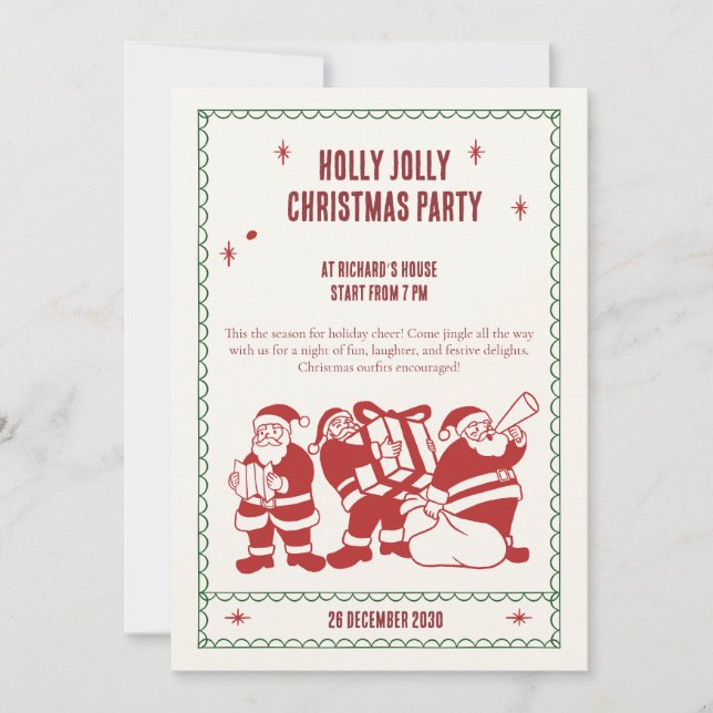 Invitation amusante pour une fête de Noël par le P (Devant)