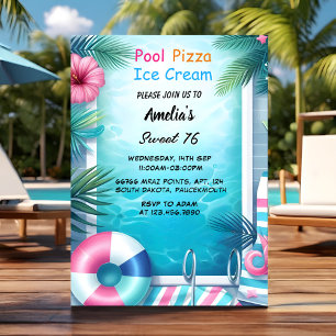 Invitation Amusants Ado Adulte Pool Party Sweet 16 Anniversai