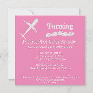 Invitation Amusants avion Anniversaire de enfant partie rose