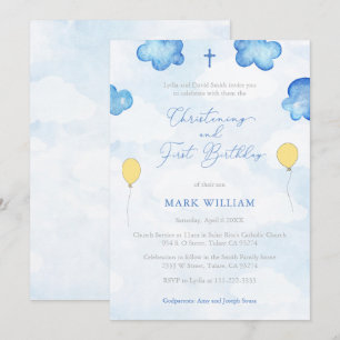 Invitation Amusants Ballons baptême fête d'anniversaire