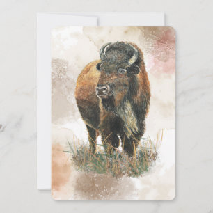Invitation Amusants Buffalo Bison Faune Parc animalier Annive