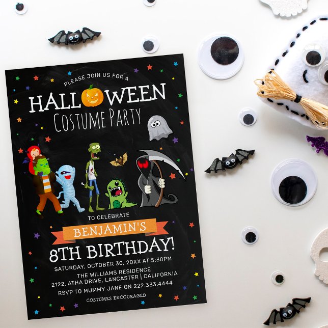 Invitation Amusants Costume d'Halloween Enfants Anniversaire  (Créateur téléchargé)