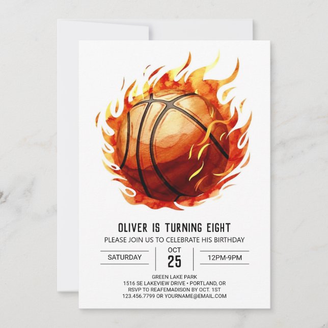 Invitation Amusants Joyeux Basketball Personnalisé Anniversai (Devant)