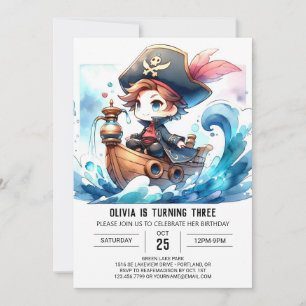 Invitation Amusants Moderne Pirate Anniversaire