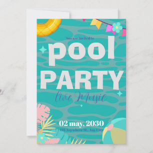 Invitation Amusants Neon Glow Blue Green Pool Party Boys Anni