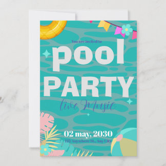Invitation Amusants Neon Glow Blue Green Pool Party Boys Anni