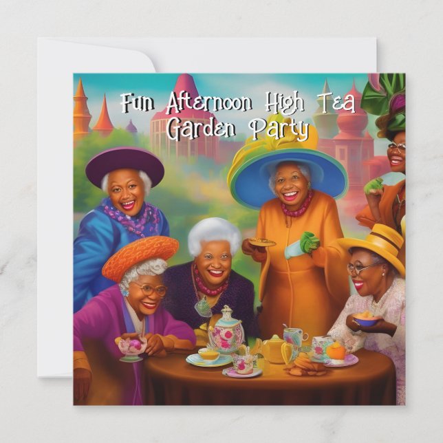 Invitation Amusants plus âgés Dames High Tea Garden Party eth (Devant)