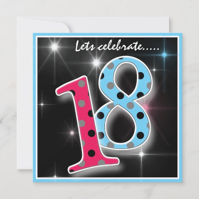 Invitation Amusants Polka Dot 18e Anniversaire Fête Invitatio (Devant)