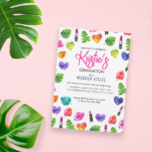 Invitation Amusants Vibrant Aquarelle Lipsticks Graduation Pa