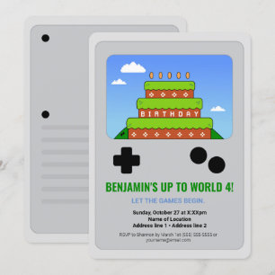 Invitation Amusants Vintage Vidéo Jeu Thème Anniversaire Invi