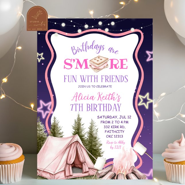 Invitation Amuse-toi plus avec des amis fille rose  (Créateur téléchargé)