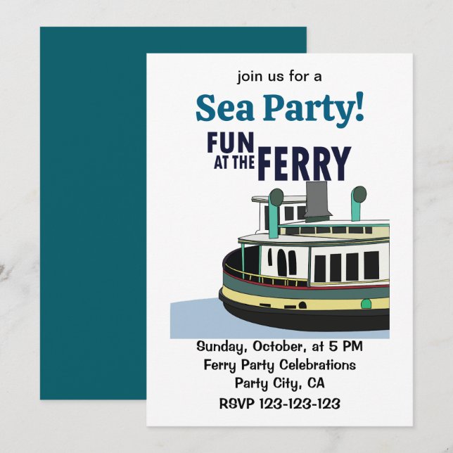 Invitation Amusement À La Fête De Ferry Sea (Devant / Derrière)