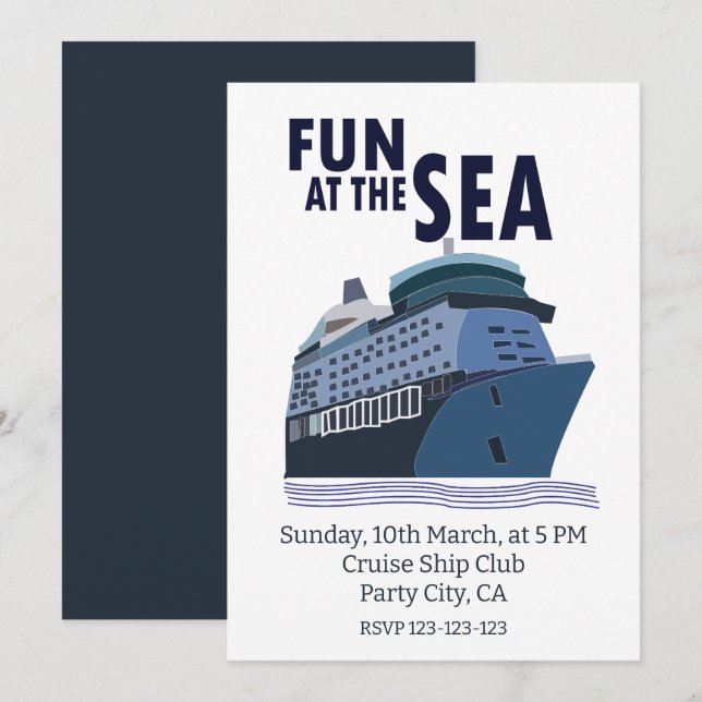 Invitation Amusement à la fête du bateau de croisière en mer (Devant / Derrière)