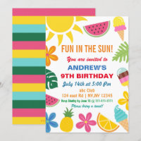Amusement dans le soleil été Anniversaire Fête Inv
