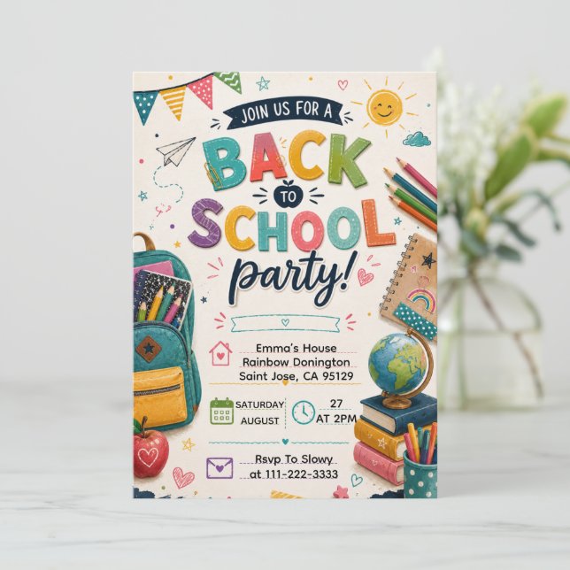 Invitation Amusement de rentrée scolaire Fête en classe (Debout devant)
