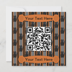 Invitation Amusement et fantaisie Halloween Cat QR Code