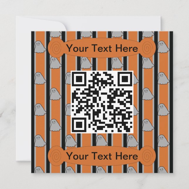 Invitation Amusement et fantaisie Halloween Ghost QR Code (Devant)