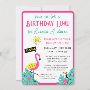 Invitation Amusement moderne Aloha Tropical Luau Anniversaire