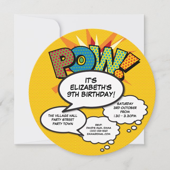 Invitation Amusement Moderne Anniversaire Fête Discours Bulle (Devant)