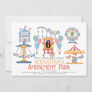 Invitation Amusement Park Anniversaire des enfants