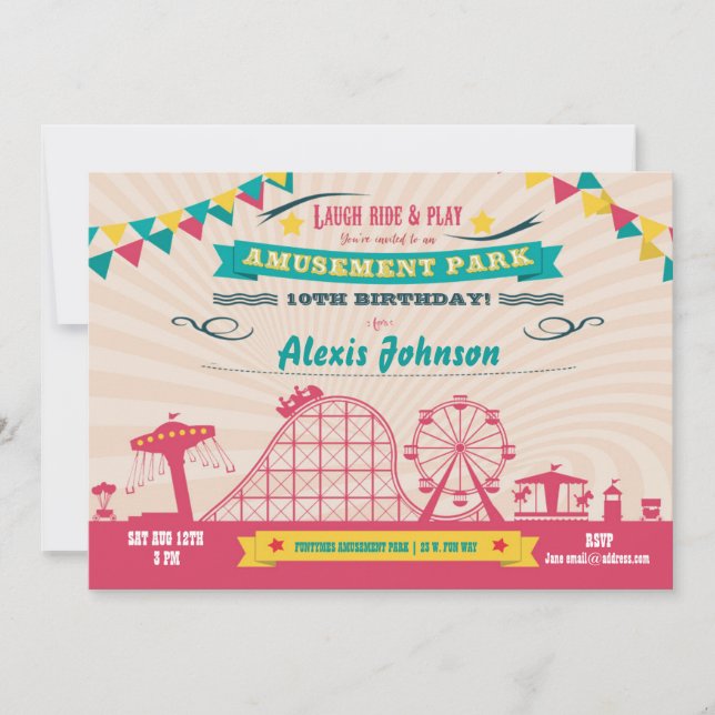 Invitation Amusement Park Funfair Carnival Anniversaire Invit (Devant)