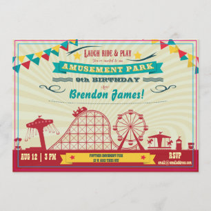 Invitation Amusement Park Funfair Carnival Anniversaire Invit