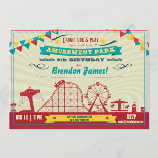 Invitation Amusement Park Funfair Carnival Anniversaire Invit