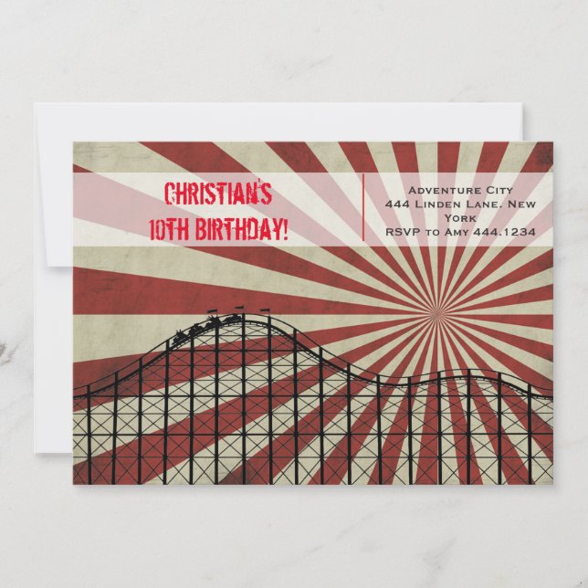 Invitation Amusement Park Roller Dessous de verre Anniversair (Devant)