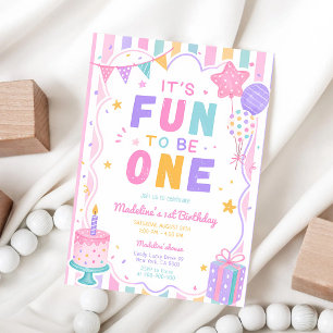 Invitation Amusement pour être une fille pour son 1er anniver
