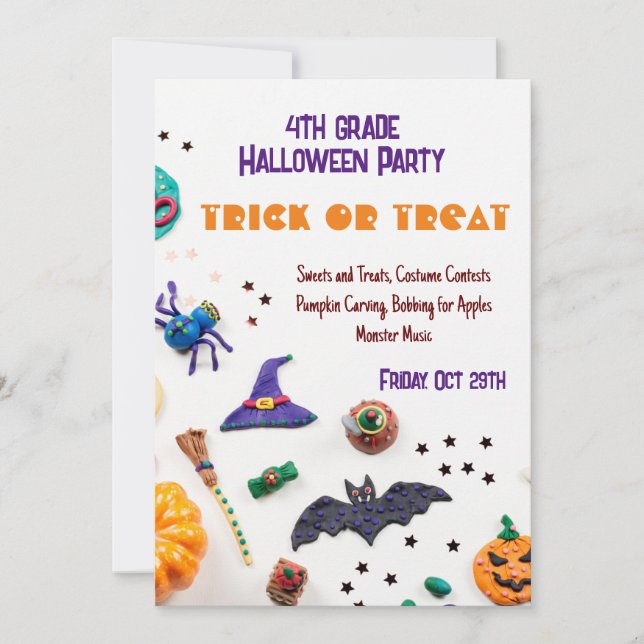 Invitation Amusement scolaire pour enfants Halloween Invitati (Devant)
