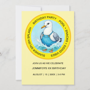 Invitation amusement Splash Splash Mouette d'été Fête de Pisc