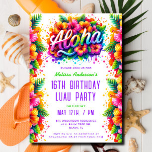 Invitation Amusement tropical Aloha Anniversaire Luau