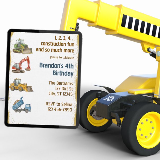 Invitation Amusements de construction 1,2,3,4, 4e anniversair (Créateur téléchargé)