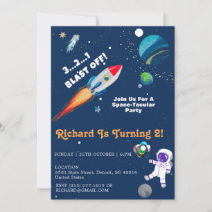 Invitation Amusez-vous avec l'astronaute spatial Tacular Fête