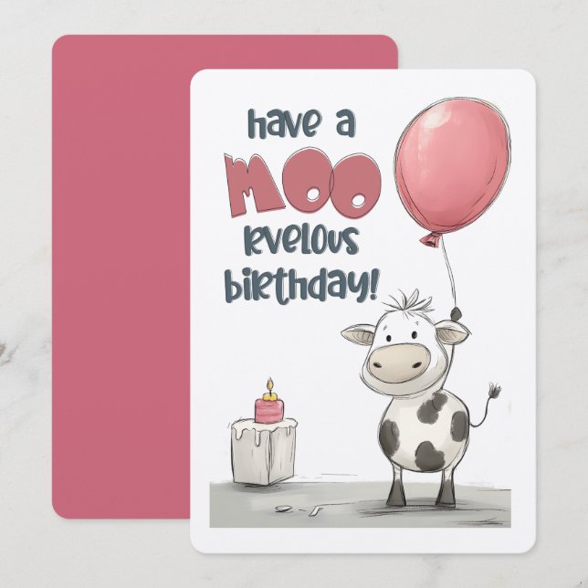 Invitation Amusez-vous un Anniversaire MOO-rvelous ! | Une jo (Devant / Derrière)