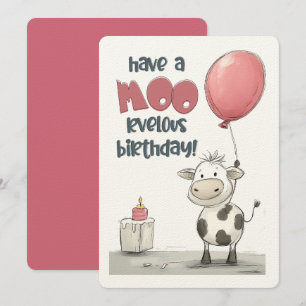 Invitation Amusez-vous un Anniversaire MOO-rvelous ! Une jo