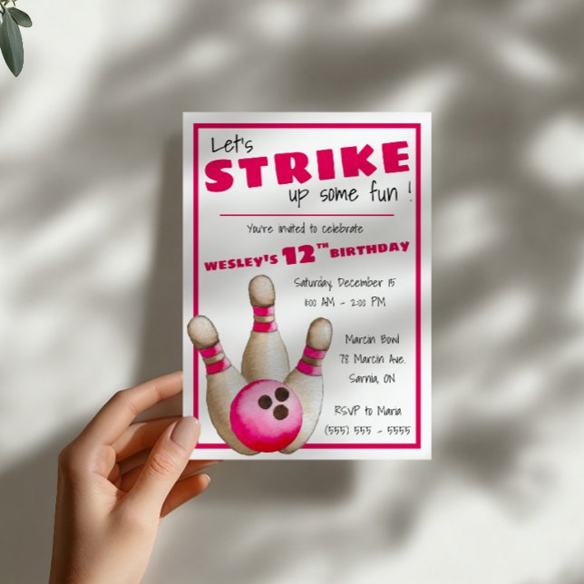 Invitation Amusons-nous ! Fête d'anniversaire de bowling (Créateur téléchargé)