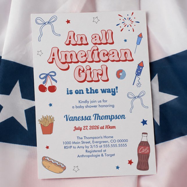 Invitation An All American Girl Baby Shower (Créateur téléchargé)