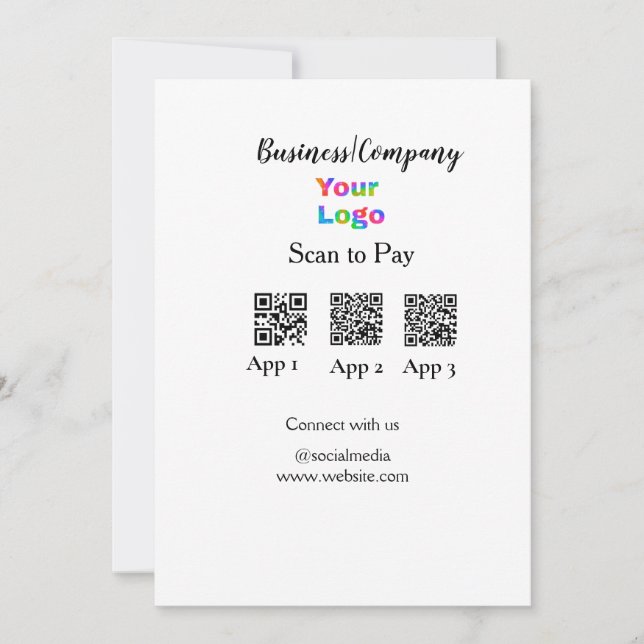 Invitation Analyser pour payer le logo de l'entreprise Q R co (Devant)