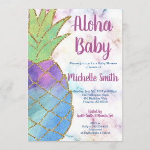 Invitation Ananas Aloha Parties scintillant Baby shower Tropi