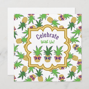 Invitation Ananas avec lunettes de soleil Motif