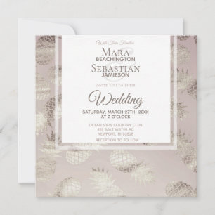 Invitation *~* Ananas Dusty Rose Gold Elegant tendance Invit