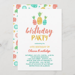 Invitation Ananas - fête d'anniversaire d'été