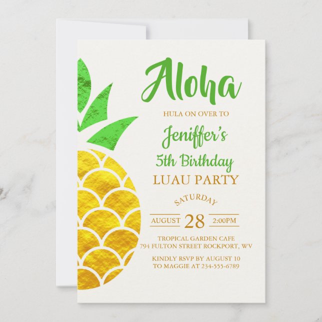 Invitation Ananas géométrique en or Foil été | Anniversaire  (Devant)