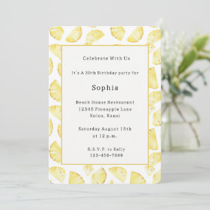 Invitation Ananas Jaunes Tropicaux Anniversaire