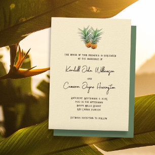Invitation Ananas Mariage tropical Nom complet