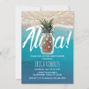 Invitation Ananas Mason Jar Aloha Beach Baby shower