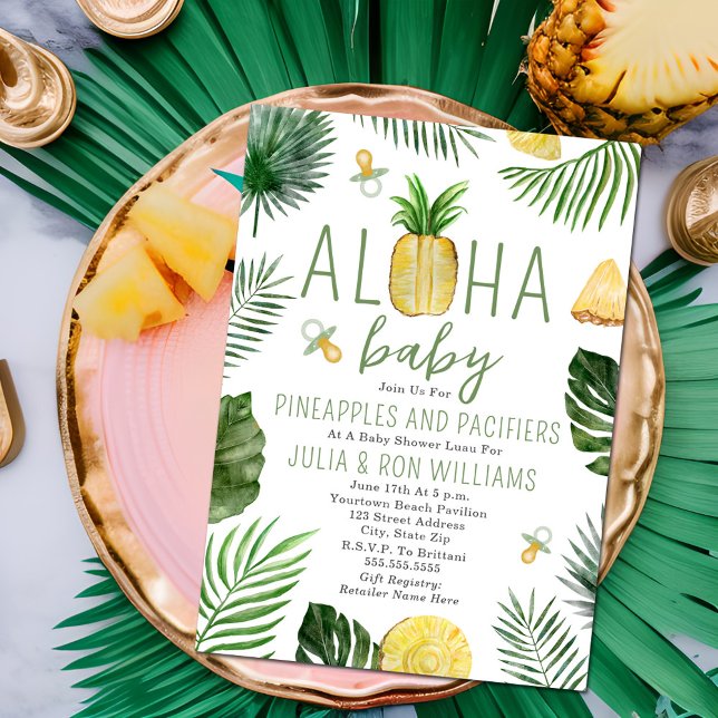 Invitation Ananas & Pacificateurs Baby shower Luau (Créateur téléchargé)