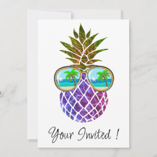 Invitation Ananas rose pourpre tropical
